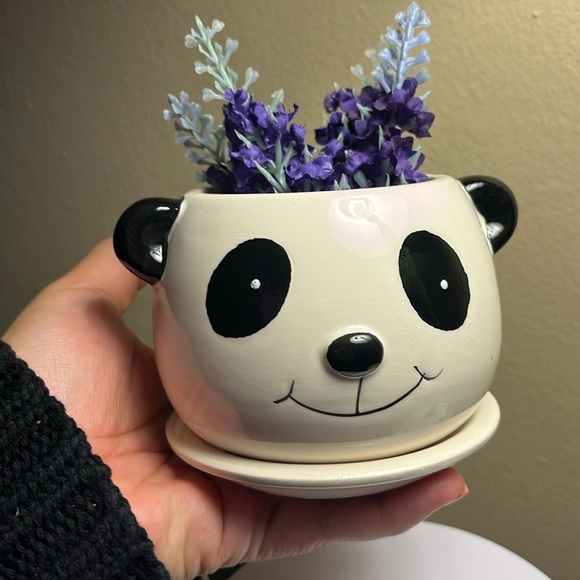 Ceramic Panda Bear Planter Adorable 4”x4” NWT - Picture 3 of 5